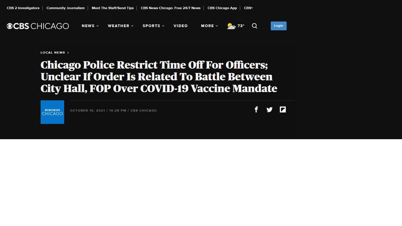 Chicago Police Restrict Time Off For Officers; Unclear If Order Is ...